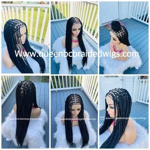 Ready to ship Glueless transparent full lace knotless braids wig